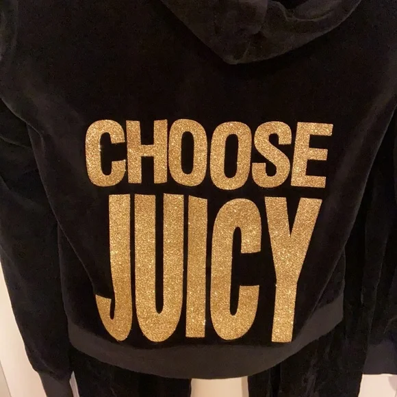 Y2K Juicy Couture Black VELOUR Tracksuit Set CHOOSE JUICY GOLD BLING OUTFIT - Picture 8 of 17